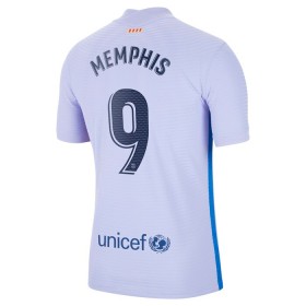 Koszulka FC Barcelona Memphis Depay 9 Wyjazdowe Stroje Piłkarskie 2021/22 Krótki Rękaw